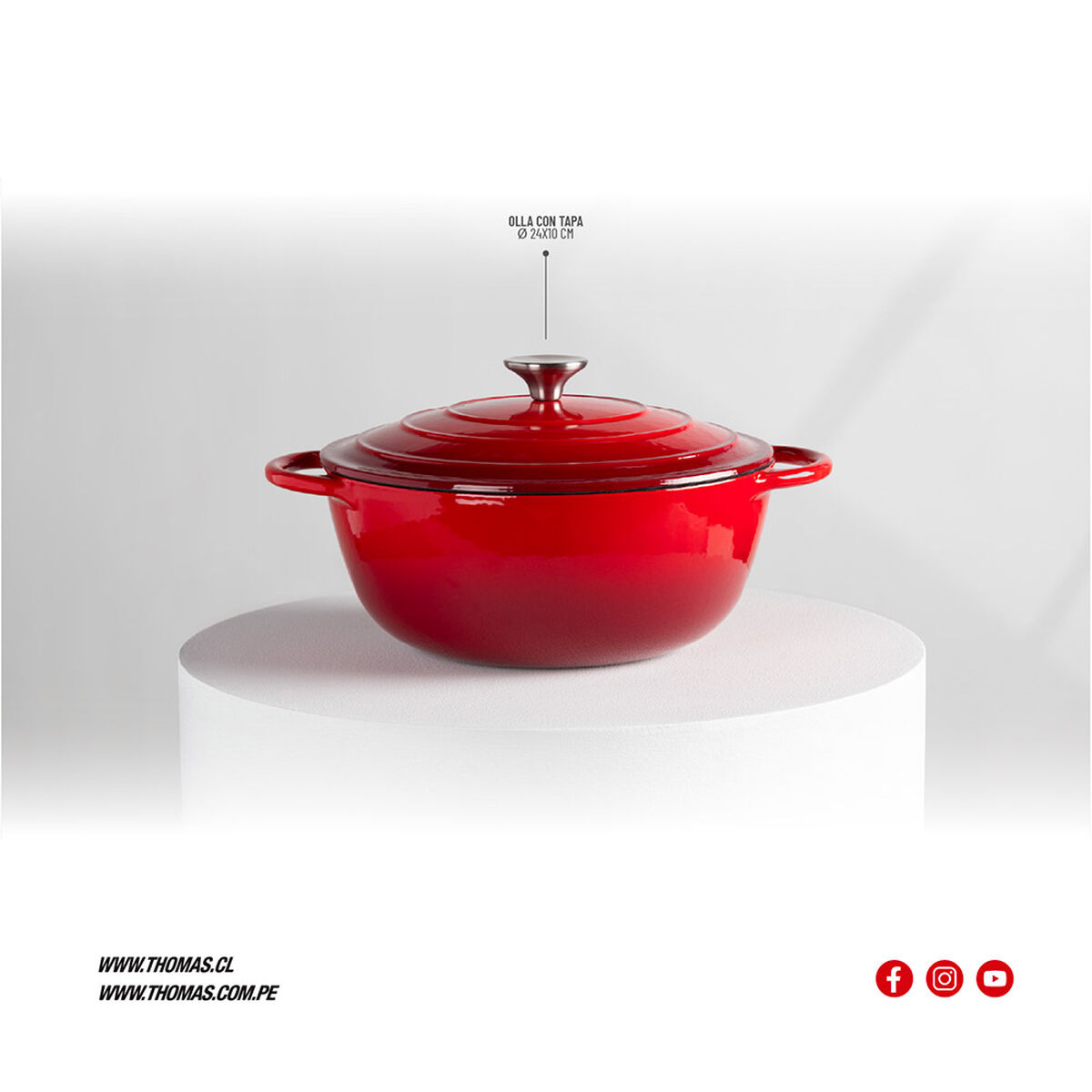 Olla Hierro Fundido Thomas 24cm Rojo