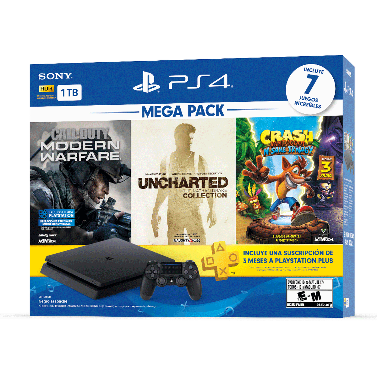 PS4 1TB + 7 Juegos + 3 Meses PS Plus + Control Dualshock