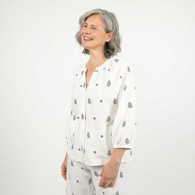 Blusa Estampada Manga Larga Mujer Portman Club Blanco