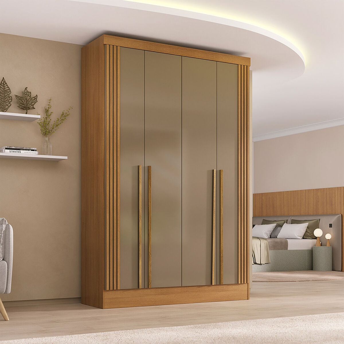 Closet Di Poretti Design New Fiji 3 Cajones 4 Puertas Caf&eacute; Oscuro