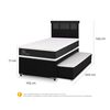 Cama Nido CIC 1,5 Plazas Ortopedic + Respaldo Dublin Negro