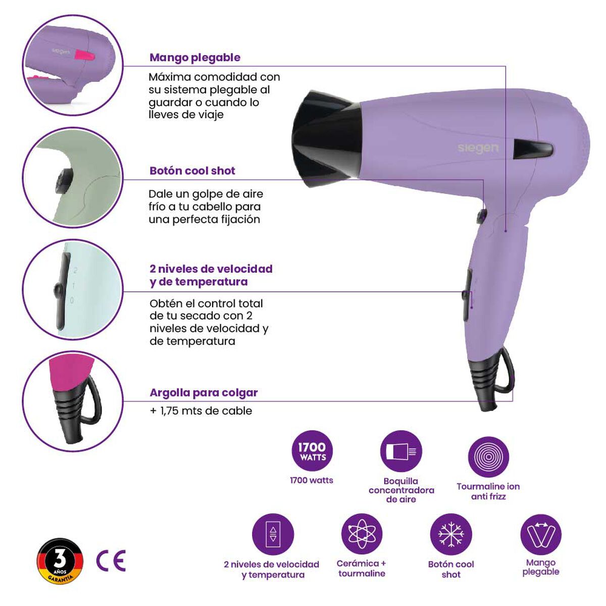 Secador de Pelo Siegen SG-3012C64