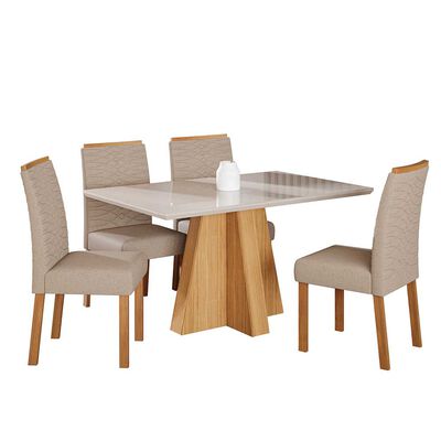 Juego de Comedor Decocasa Patricia 4 Sillas Off White