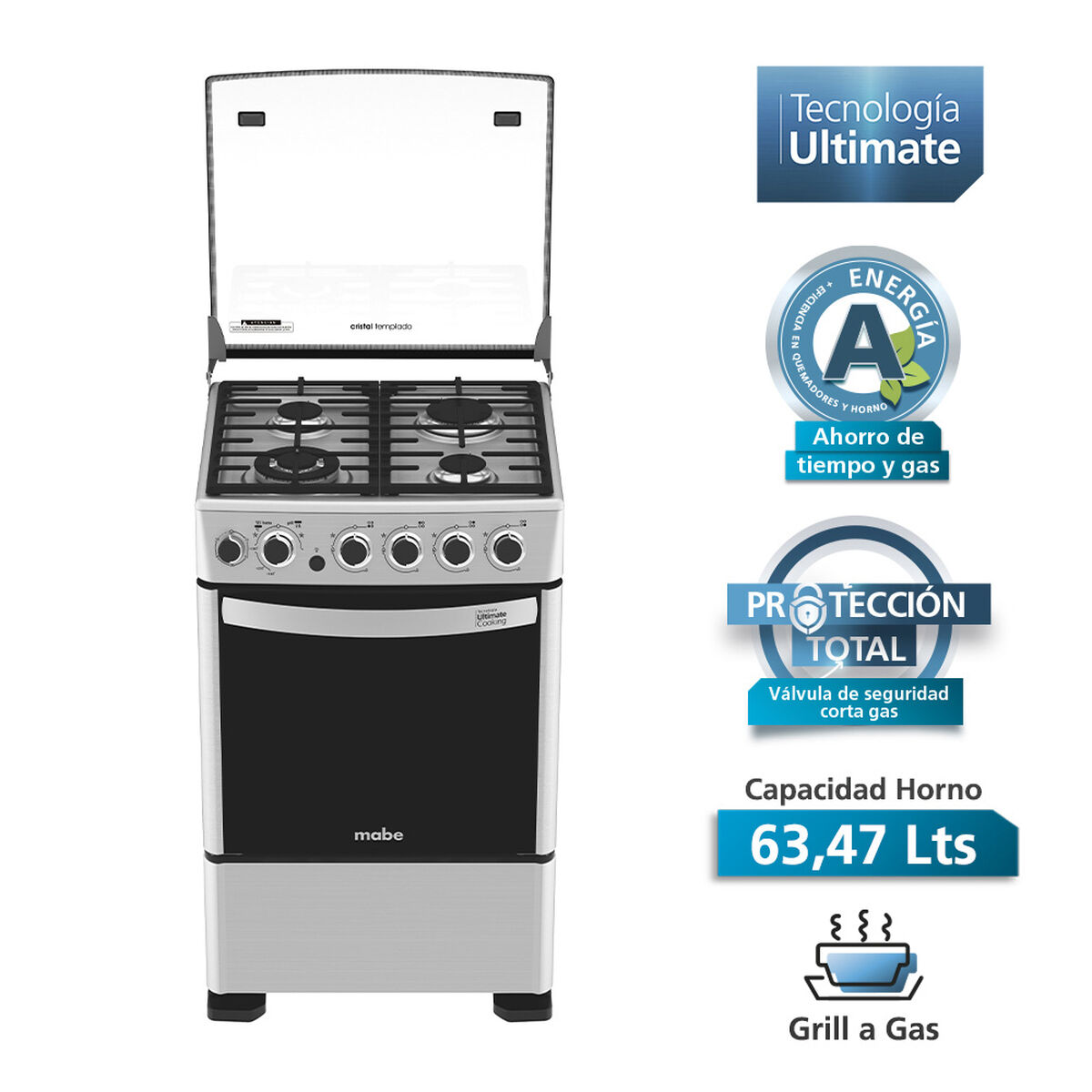 Cocina a Gas Mabe CMC5560FX0 4 Quemadores