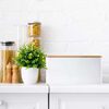 Panera Metálica con Tapa Bamboo Simplit Blanco