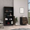 Combo Archivador 3 Cajones + Biblioteca 2 Puertas TuHome Home Office Negro Soft-Coñac