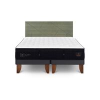 Cama Europea CIC Base Dividida 2 Plazas Súper Premium + Respaldo Villarrica Olivo