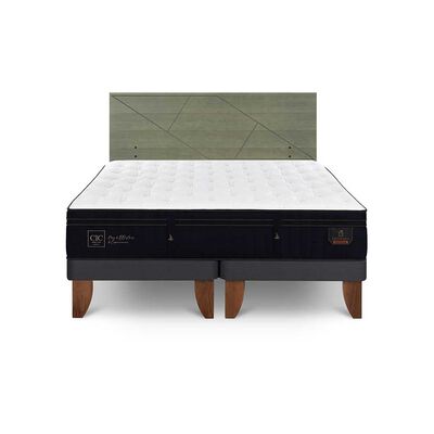 Cama Europea CIC Base Dividida 2 Plazas Súper Premium + Respaldo Villarrica Olivo