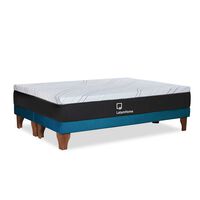 Cama Europea Latam Home Base Dividida Súper King Zen Top Foam Hybrid Velvet Azul Petróleo