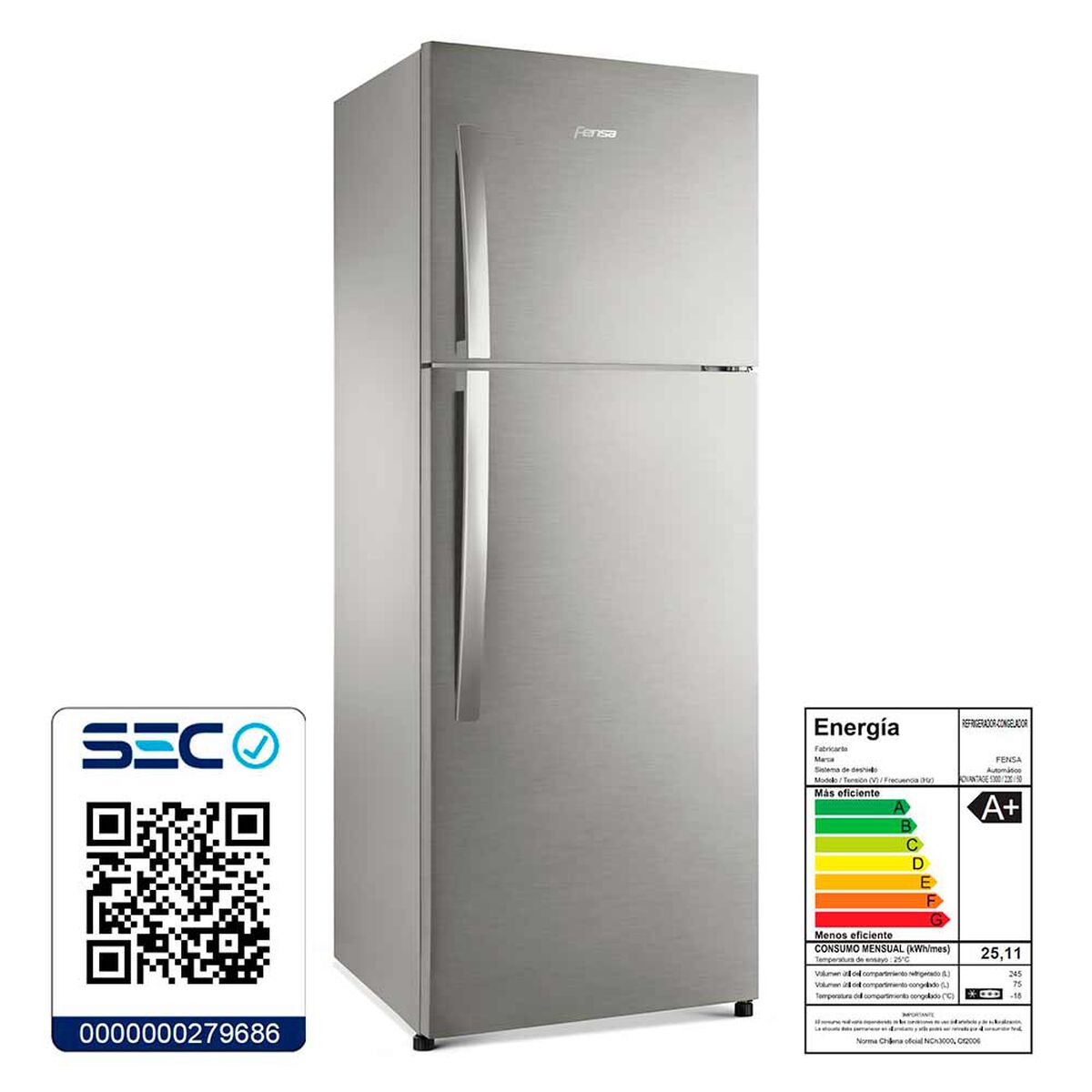 Refrigerador No Frost Fensa Advantage 5300 320 lt