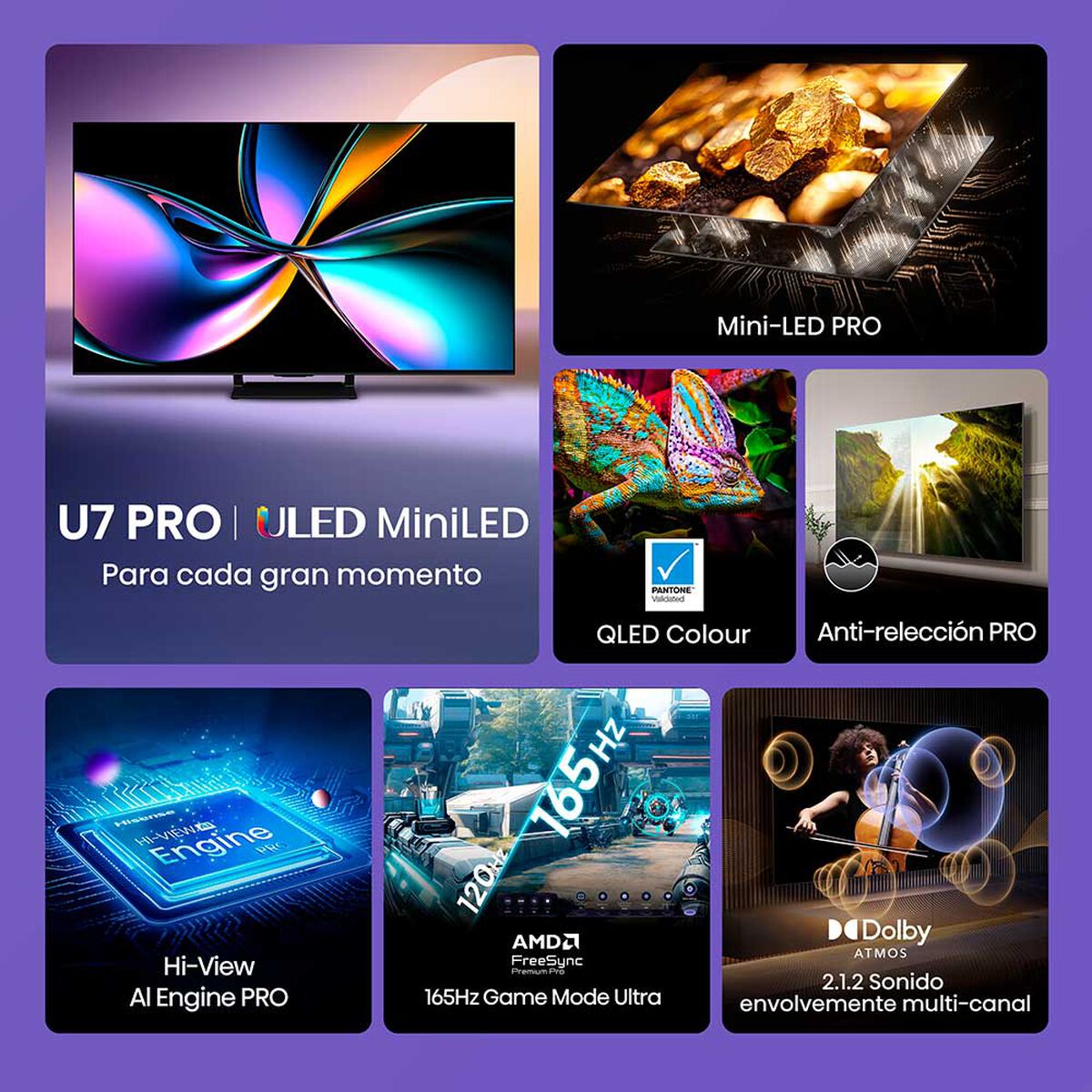 MINILED 75" Hisense 75U7QG PRO Ultra HD 4K
