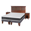 Cama Europea CIC Base Dividida King Ortopedic + Respaldo + 2 Veladores Torino