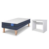Combo Cama Europea CIC 1 Plaza Excellence + Escritorio Basic Blanco
