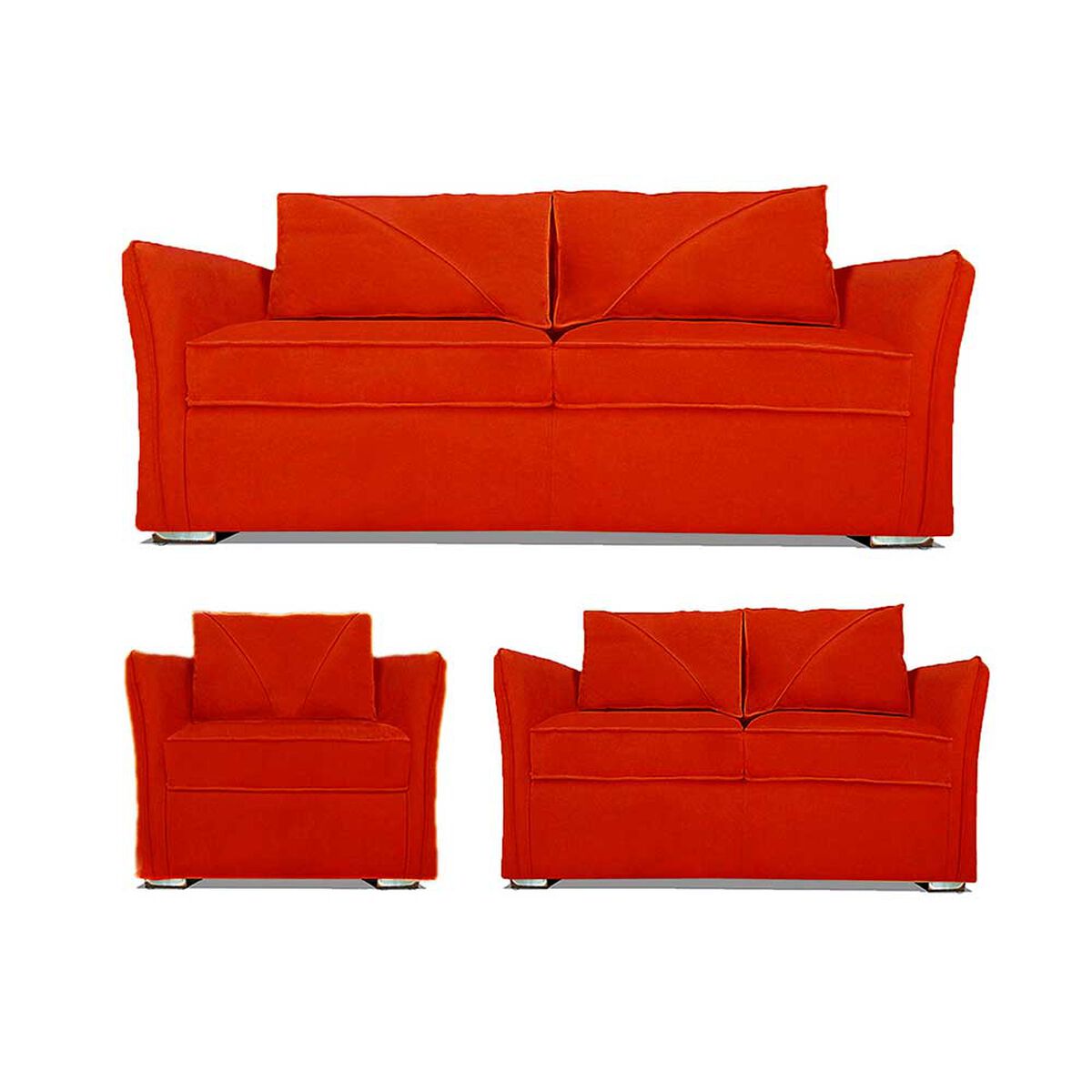 Juego de Living Elegant Detail Atlanta Sof&aacute; 3 Cuerpos + Sof&aacute; 2 Cuerpos + Sill&oacute;n 1 Cuerpo Rojo