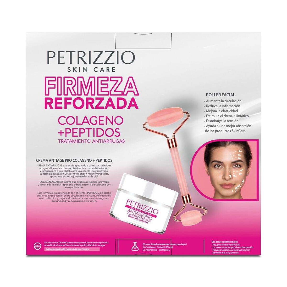 Set Firmeza Reforzada Crema Antiage Pro + Roller Petrizzio