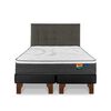 Cama Europea Flex Base Dividida 2 Plazas Mallorca + Respaldo Design Grafito