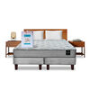 Combo Cama Europea Latam Home 2 Plazas Cannon BD Tela Gris + Textil + Respaldo + 2 Veladores Orion