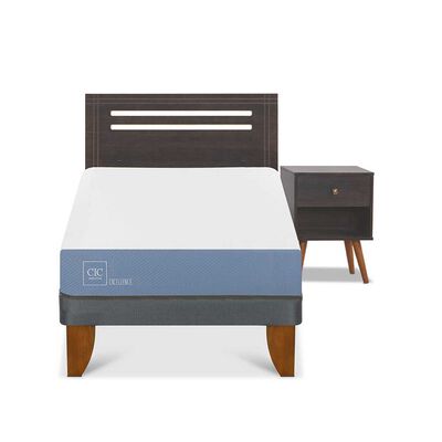 Imagen 1 del producto Cama Europea CIC 1,5 Plazas Excellence + Respaldo + Velador Munich