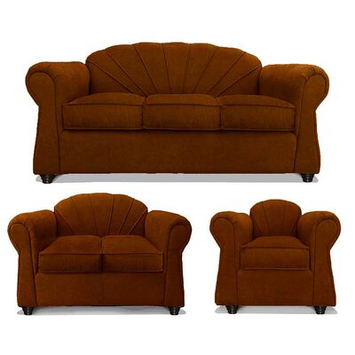 Juego de Living Elegant Detail Marsella Sofá 3 Cuerpos + Sofá 2 cuerpos + Sillón 1 Cuerpo Café