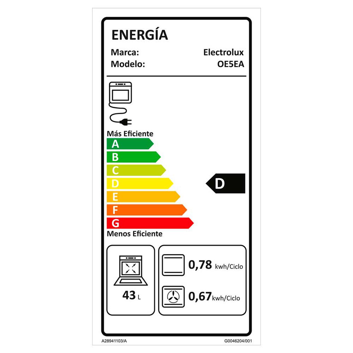 Horno Empotrable Oe5ea 50 lts.