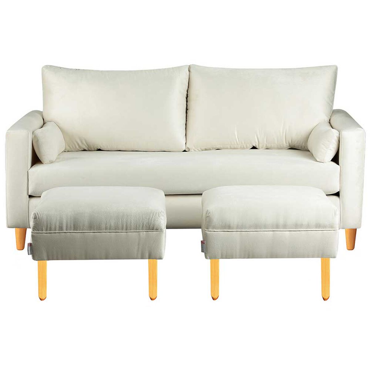 Juego de Living Bodevir Sky Felpa 04 3 Cuerpos + Dos Pouf 1 Cuerpo Crudo