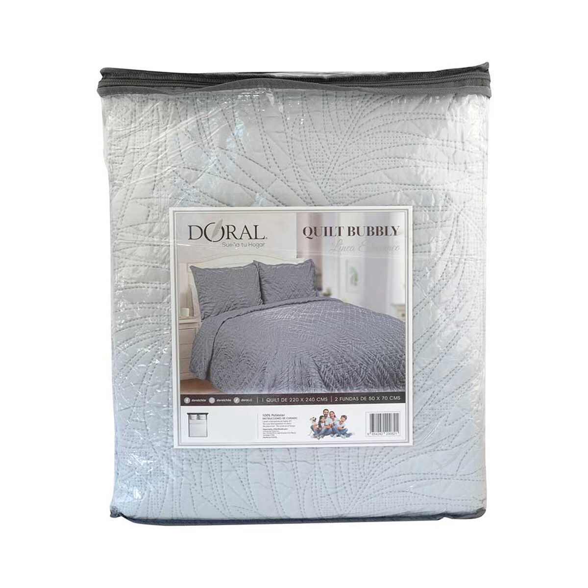 Quilt Doral 2 Plazas Gris Bubbly