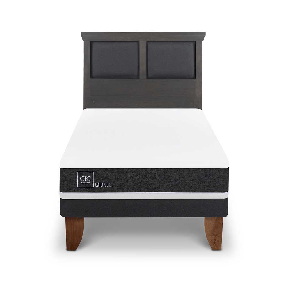 Cama Europea CIC 1,5 Plazas Ortopedic + Respaldo Torino