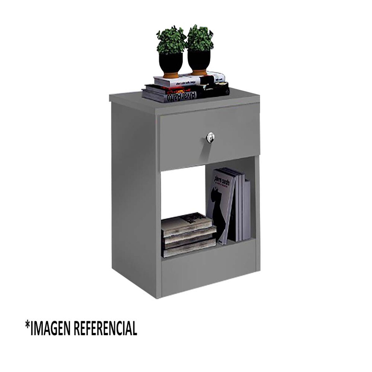 Combo Celta Cama Europea 1,5 Plaza Cádiz 190 x 105 cm + Respaldo + Velador Casanova 1,5 Plazas Gris