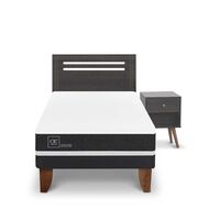 Cama Europea CIC 1,5 Plazas Ortopedic + Respaldo + Velador Munich