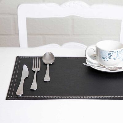 Imagen 1 del producto Set 4 Individuales Doral Eco Cuero Rectangular 32x42 Negro