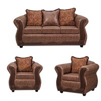 Juego de Living Black Factory Sofia Sofá 3 Cuerpos + Dos Sillones 1 Cuerpo Café