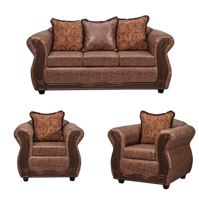 Imagen 1 del producto Juego de Living Black Factory Sofia Sofá 3 Cuerpos + Dos Sillones 1 Cuerpo Café