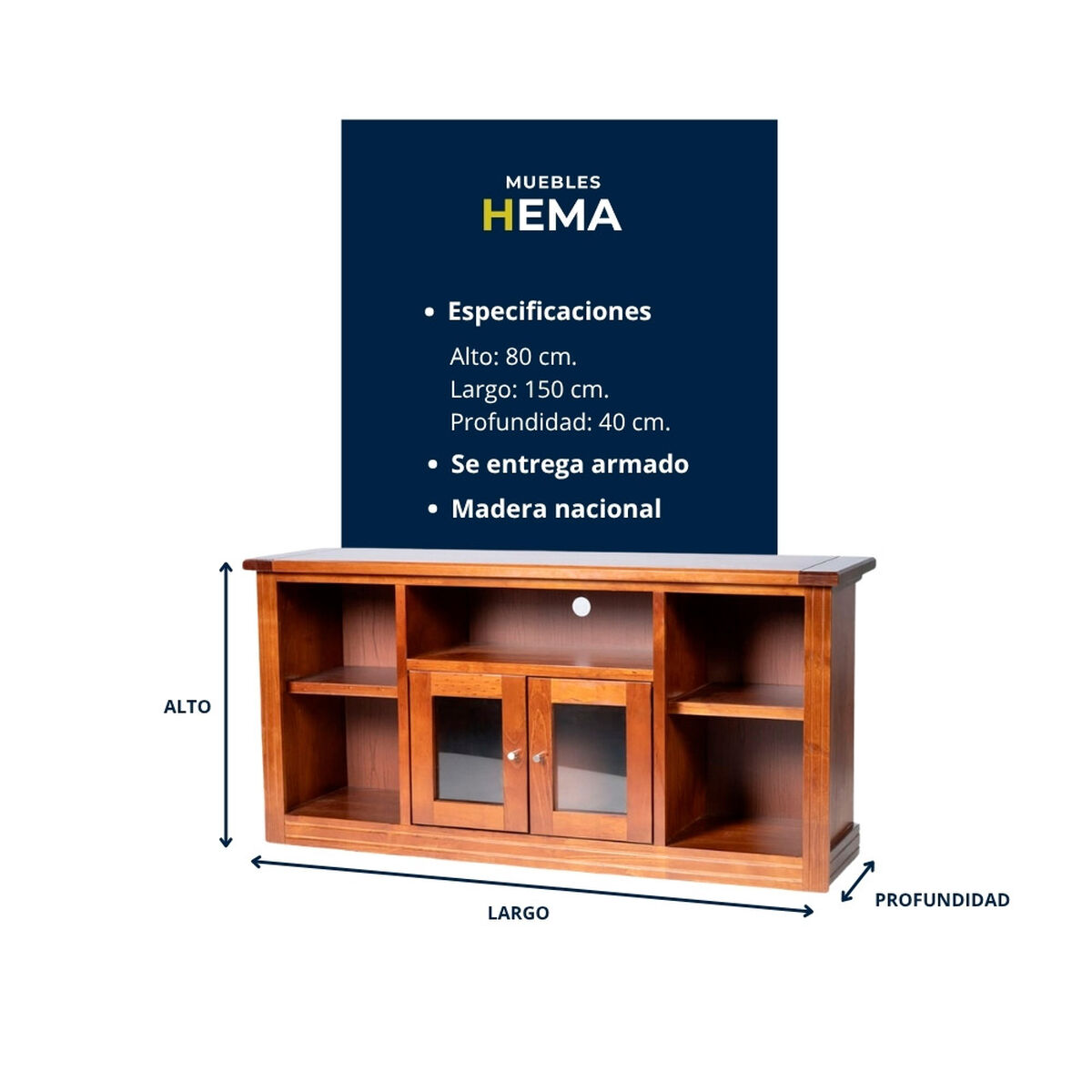 Rack TV Muebles Hema Berlin Hasta 50" Nogal Vidrio