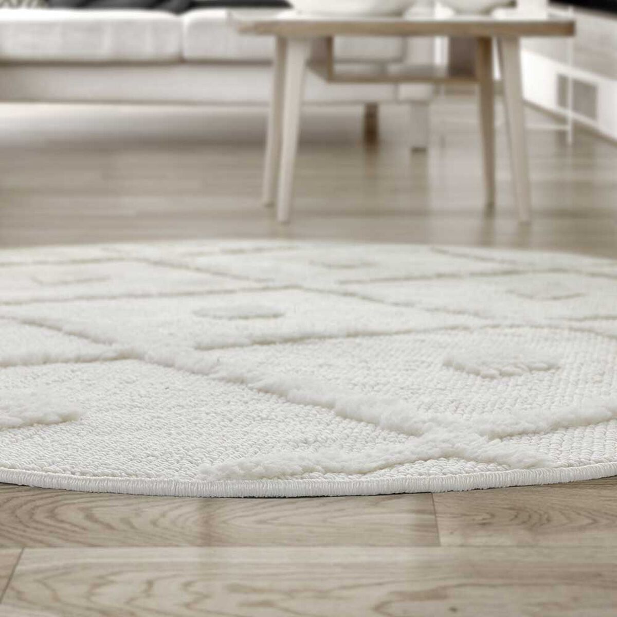 Alfombra Redonda Modalfo Palafito Blanca 240 x 240 cm