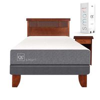 Cama Europea CIC 1 Plaza Smart + Respaldo + Velador New Dublin Caramelo