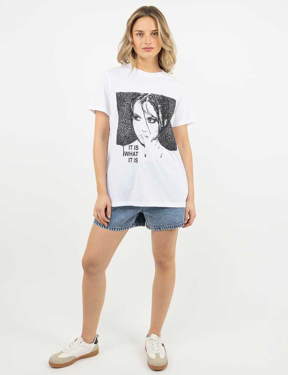 Polera Con Estampado Manga Corta Mujer Icono