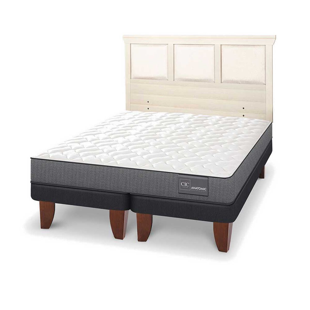 Cama Europea CIC Base Dividida King Anatomic + Respaldo Torino Alpino