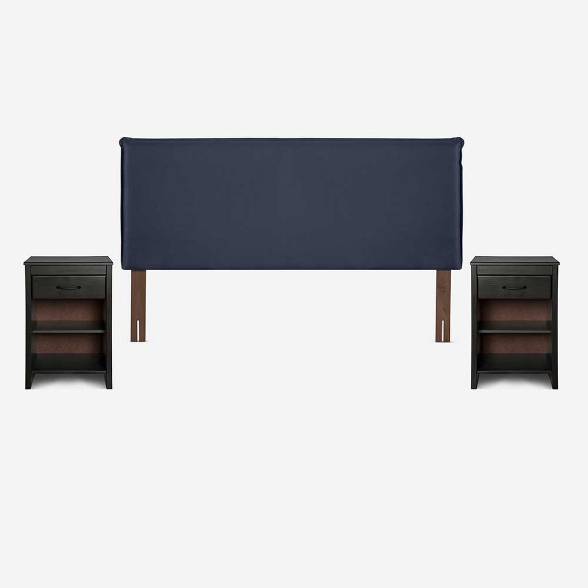 Cama Europea Rosen Base Dividida King Indie + Respaldo + 2 Veladores Maurice