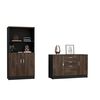 Combo Gabinete 2 Puertas + Biblioteca 2 Puertas TuHome Home Office Negro Soft-Co&ntilde;ac