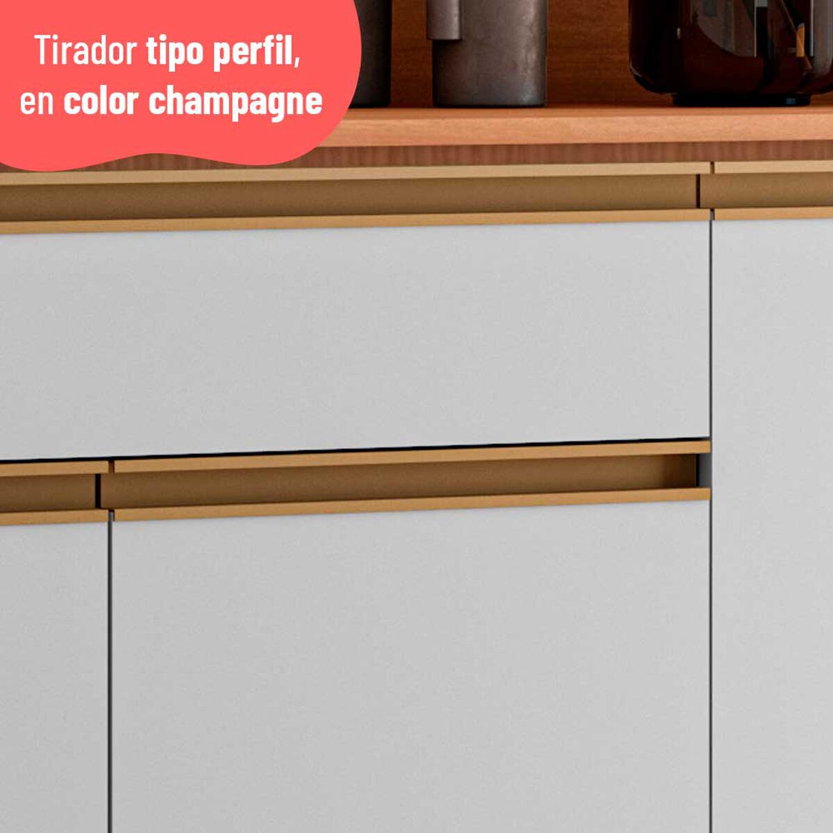 Mueble de Cocina Roca Macadamia Canela Blanco 1 Cajón 4 Puertas