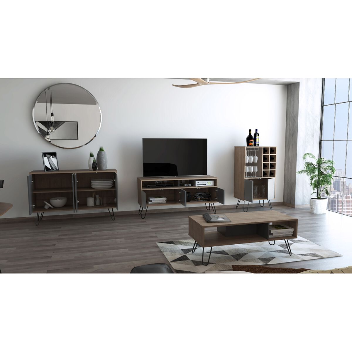 Rack TV 55" + Bar + Buffet + Mesa Centro Vassel