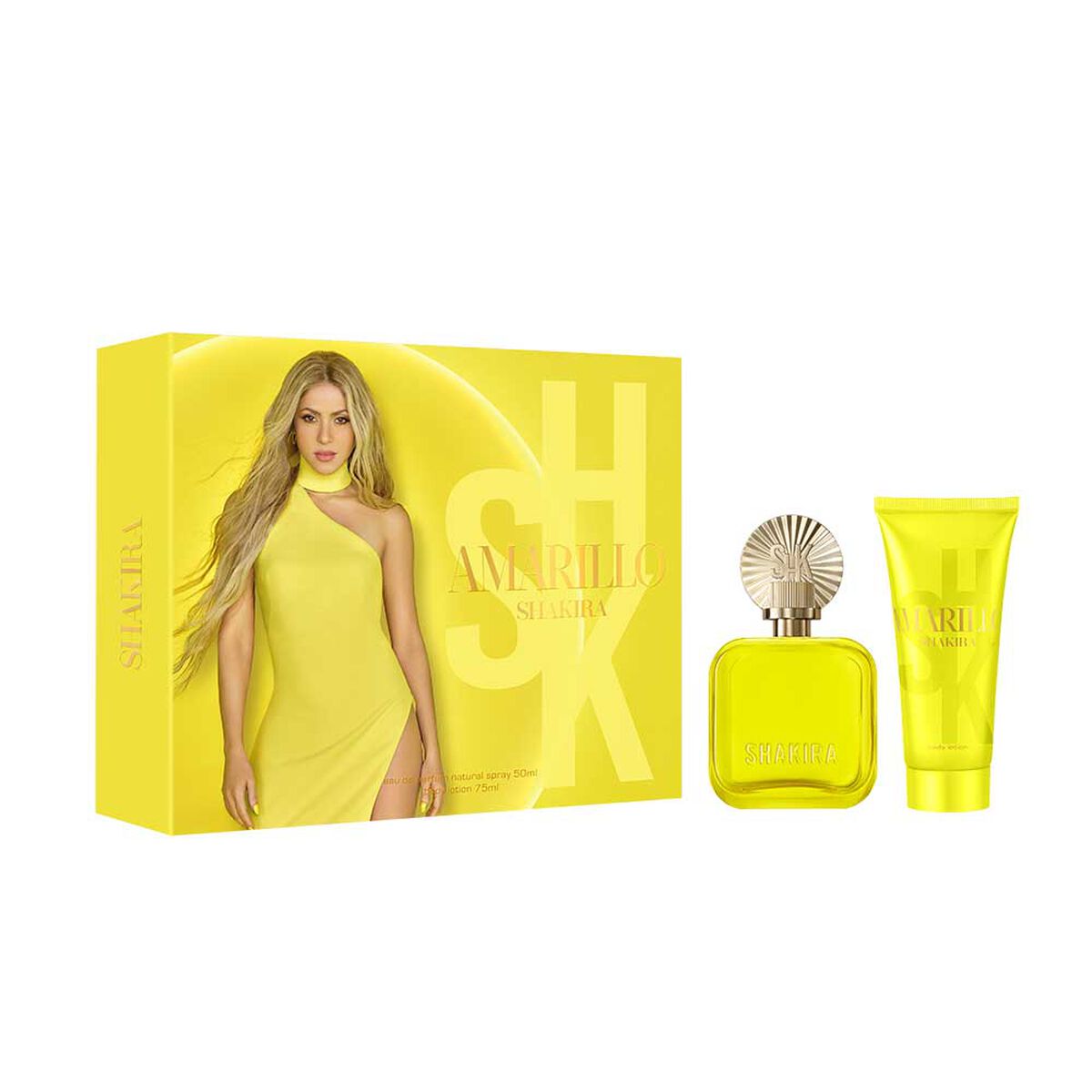 Set Perfume Shakira Mujer Amarillo Loci&oacute;n Corporal 75 ml + EDP 50 ml