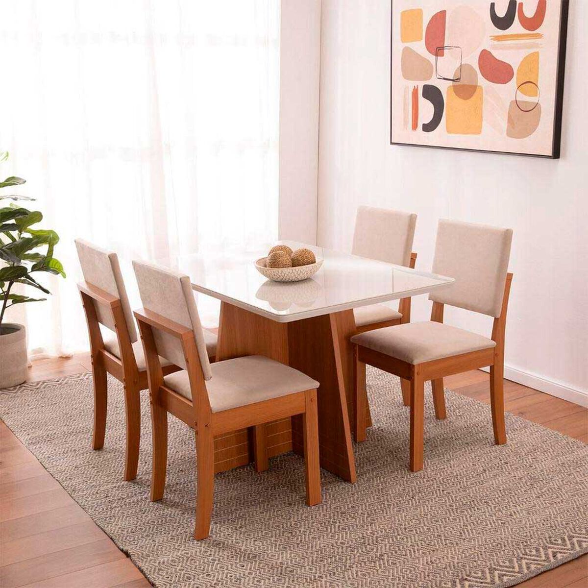 Juego de Comedor Roca Lotus 4 Sillas Beige