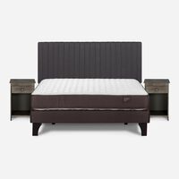 Cama Europea Rosen 2 Plazas Ergo T + Respaldo Grafito + 2 Veladores Grafito