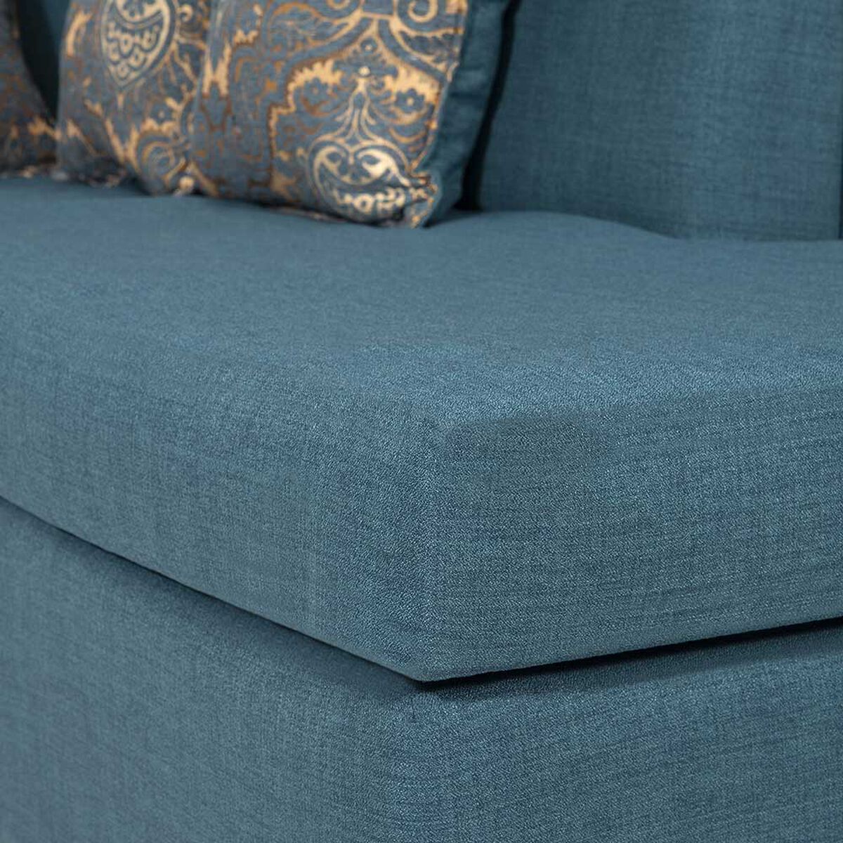 Sofá Seccional Derecho Essenza New Isabella Tela Catania Chaise longue + Sofá 2 Cuerpos Turquesa