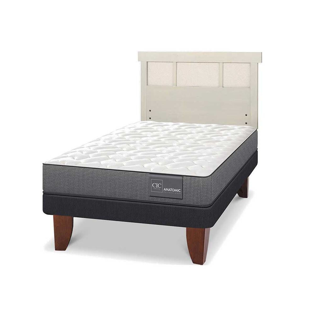 Cama Europea CIC 1,5 Plazas Anatomic + Respaldo Dublin Alpino