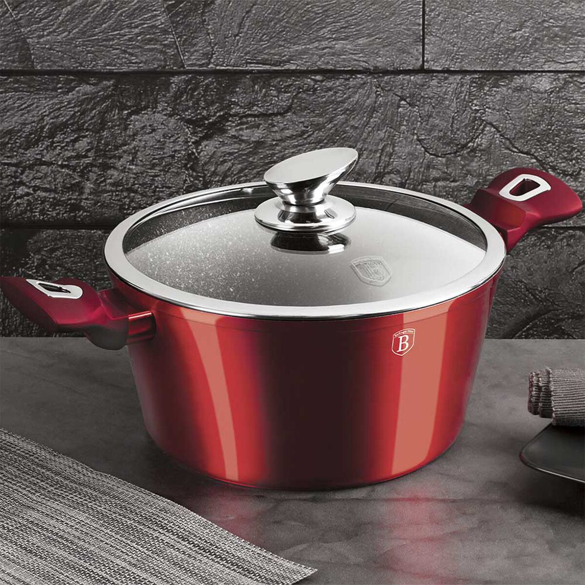 Cacerola Berlinger Haus Aluminio Forjado Rojo 24 cm