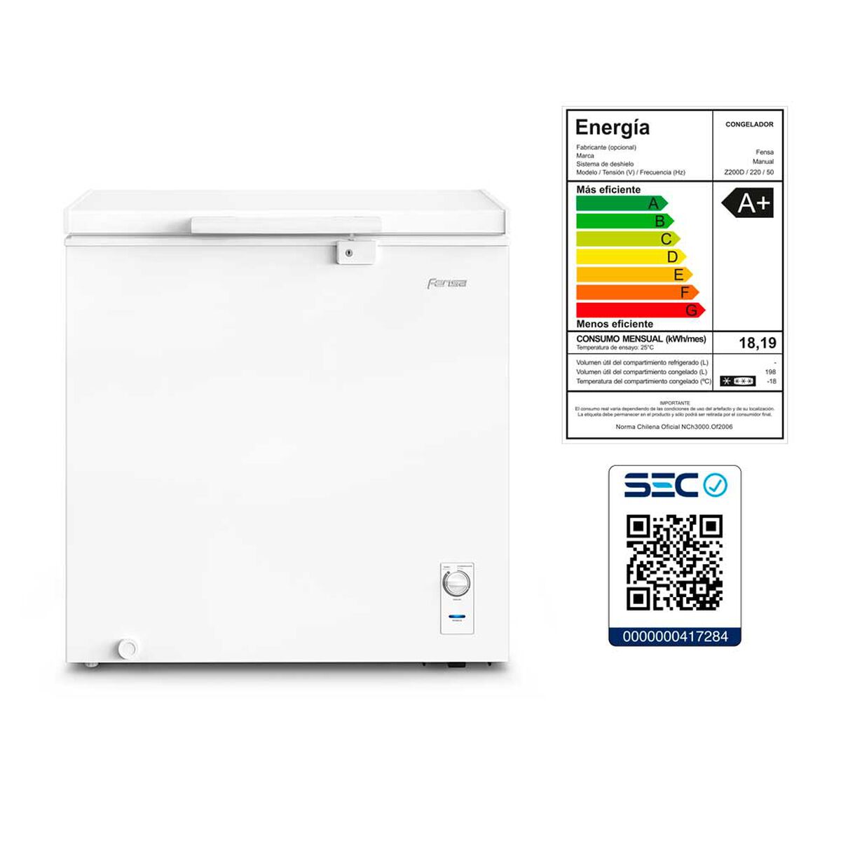 Freezer Horizontal Fensa Z200D 198 lts