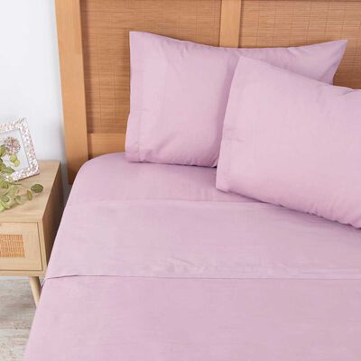 Juego de Sábanas Mashini 144 Hilos Super King Liso Rosado