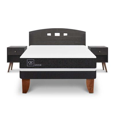 Cama Europea CIC 2 Plazas Ortopedic + Respaldo + 2 Veladores Gales